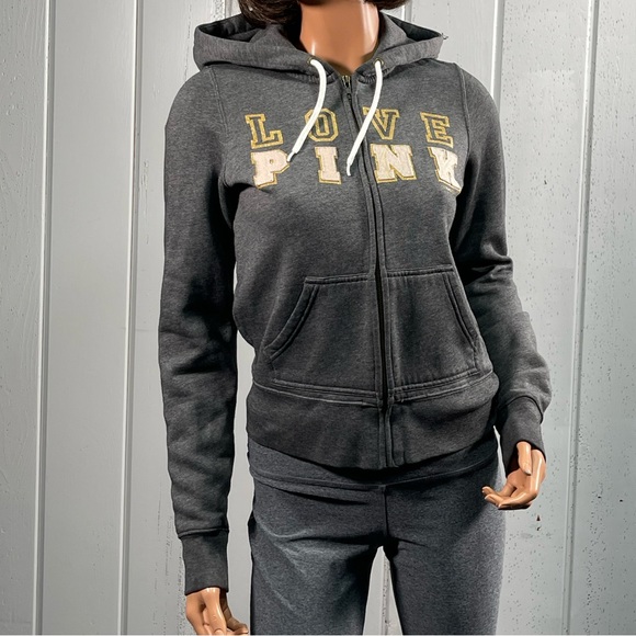 *PINK Victoria's Secret Women's Gray Zip Up Hoodie Jacket Sz S - Picture 13 of 13
